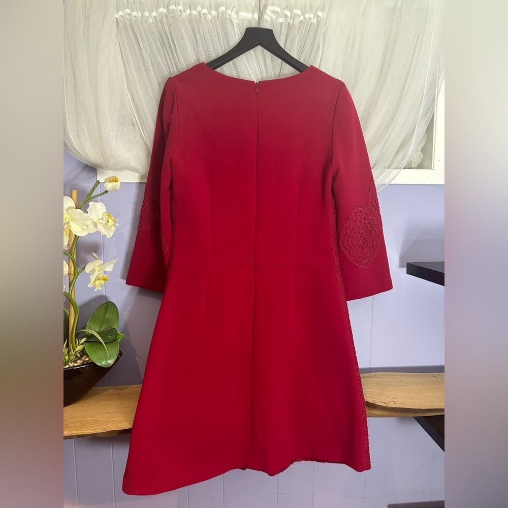 Red Long Sleeve Dress with lace details - Picture 2 of 9